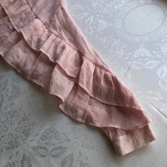 Zara Blush Pink Layered Tiered Blouse Women’s Size XS Bohemian Style Shirt Top - Picture 14 of 16